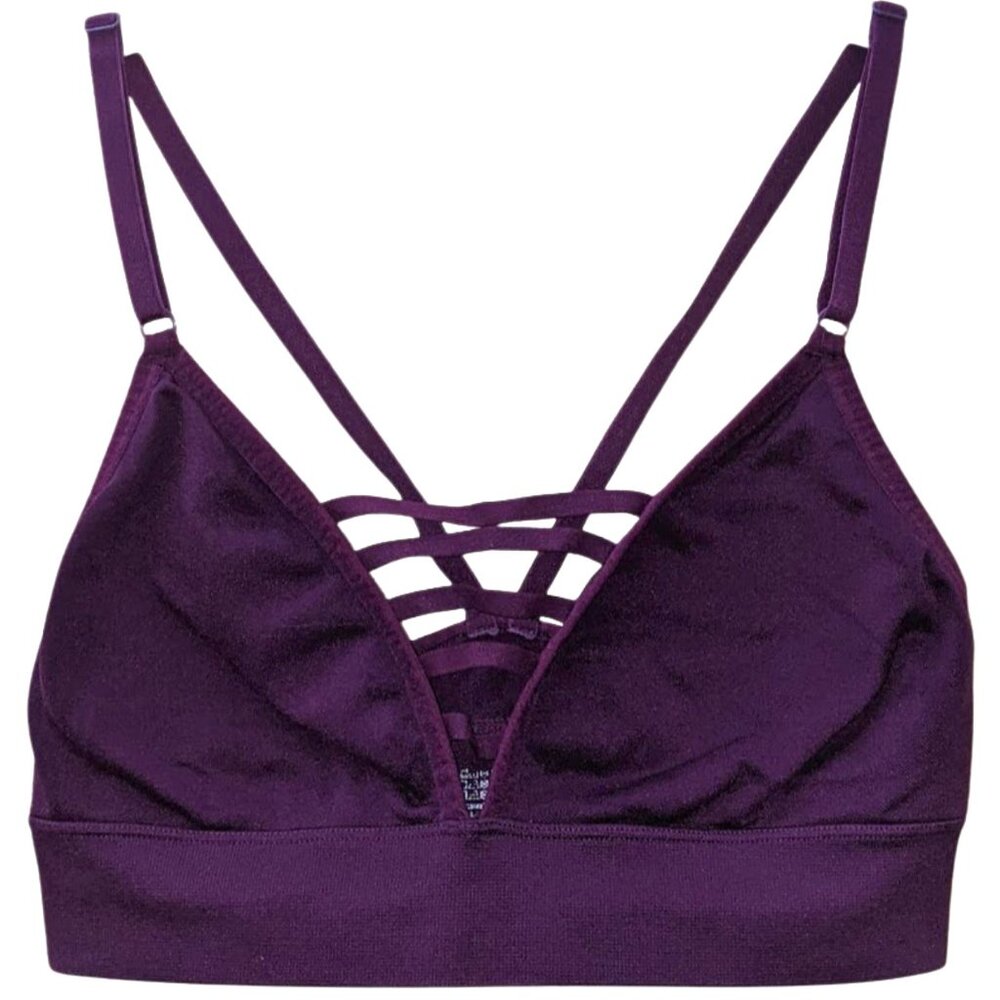 Victoria's Secret VS SPORT Purple Strappy Lines Plum Sports Bra Medium Retired
